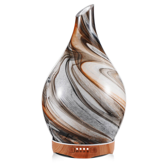 Porseme 280ml Glass Essential Oil Diffuser Aromatherapy Ultrasonic Cool Mist Humidifier 7 Running Hours Waterless Auto-Off Air Diffusers for Sleeping, Yoga, Office Working, Spa and Rest (Deep Desert)