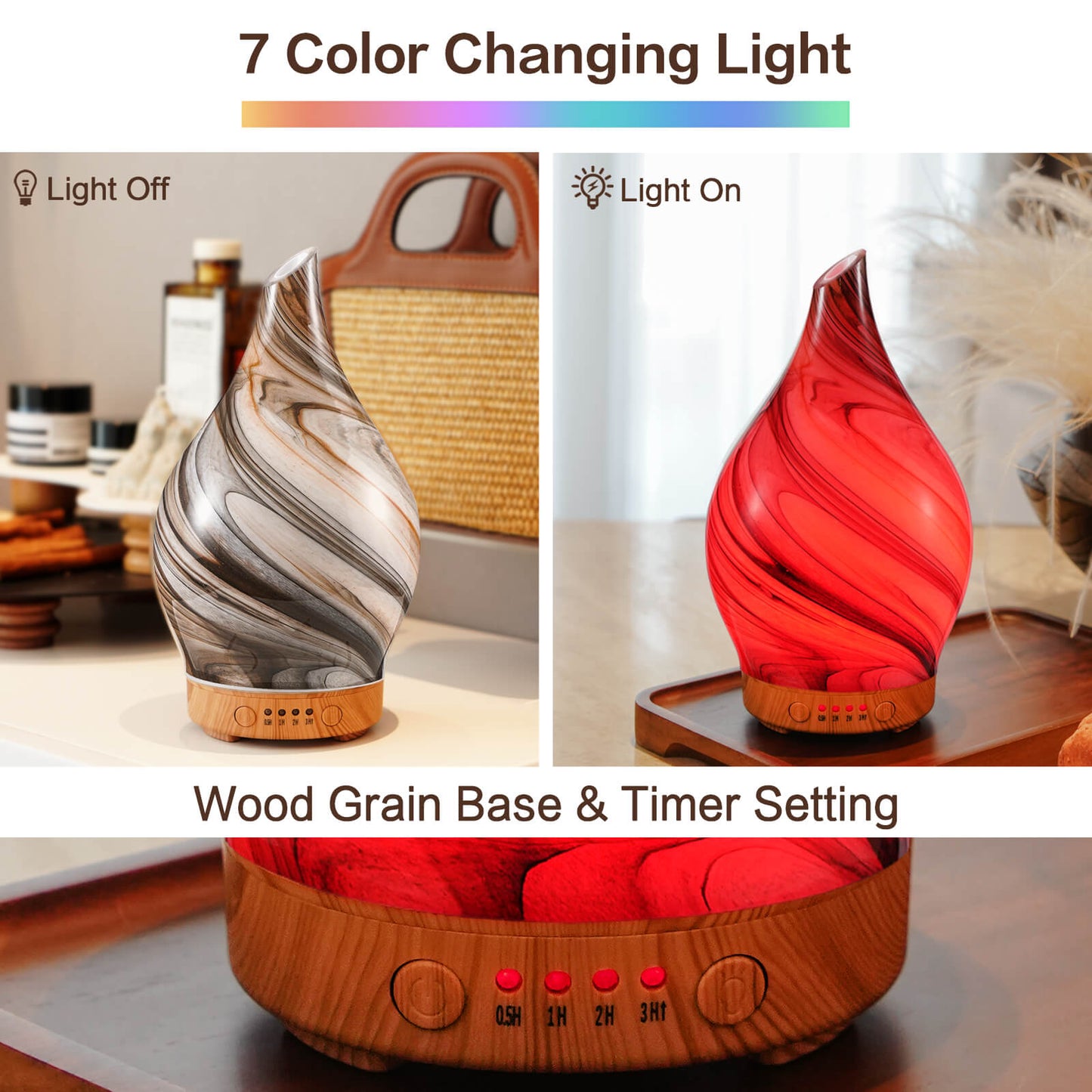 Porseme 100ml Glass Essential Oil Diffuser Aromatherapy Ultrasonic Cool Mist Humidifier 4 Running Hours Waterless Auto-Off Air Diffusers for Sleeping,Yoga,Office Working Spa and Rest (Deep Desert)