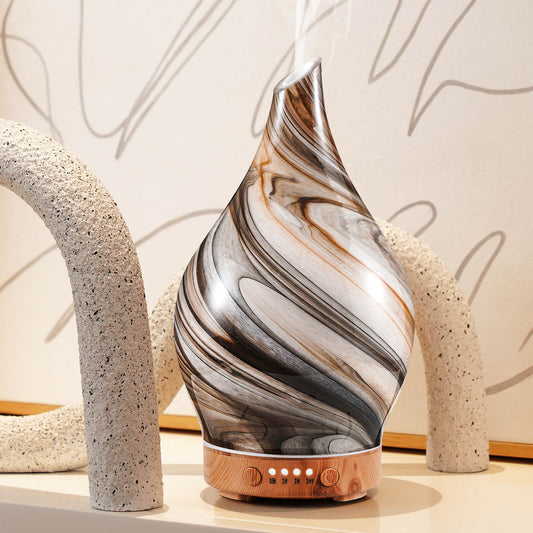 Porseme 100ml Glass Essential Oil Diffuser Aromatherapy Ultrasonic Cool Mist Humidifier 4 Running Hours Waterless Auto-Off Air Diffusers for Sleeping,Yoga,Office Working Spa and Rest (Deep Desert)