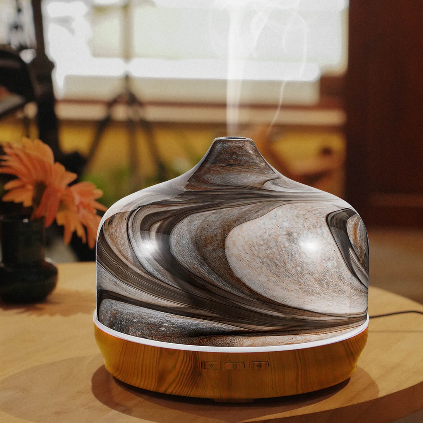 Porseme 500ml Glass Essential Oil Diffuser Aromatherapy Ultrasonic Cool Mist Humidifier 15-21 Running Hours Waterless Auto-Off Air Diffusers for Sleeping,Yoga,Office Working,Spa and Rest (Deep Desert)