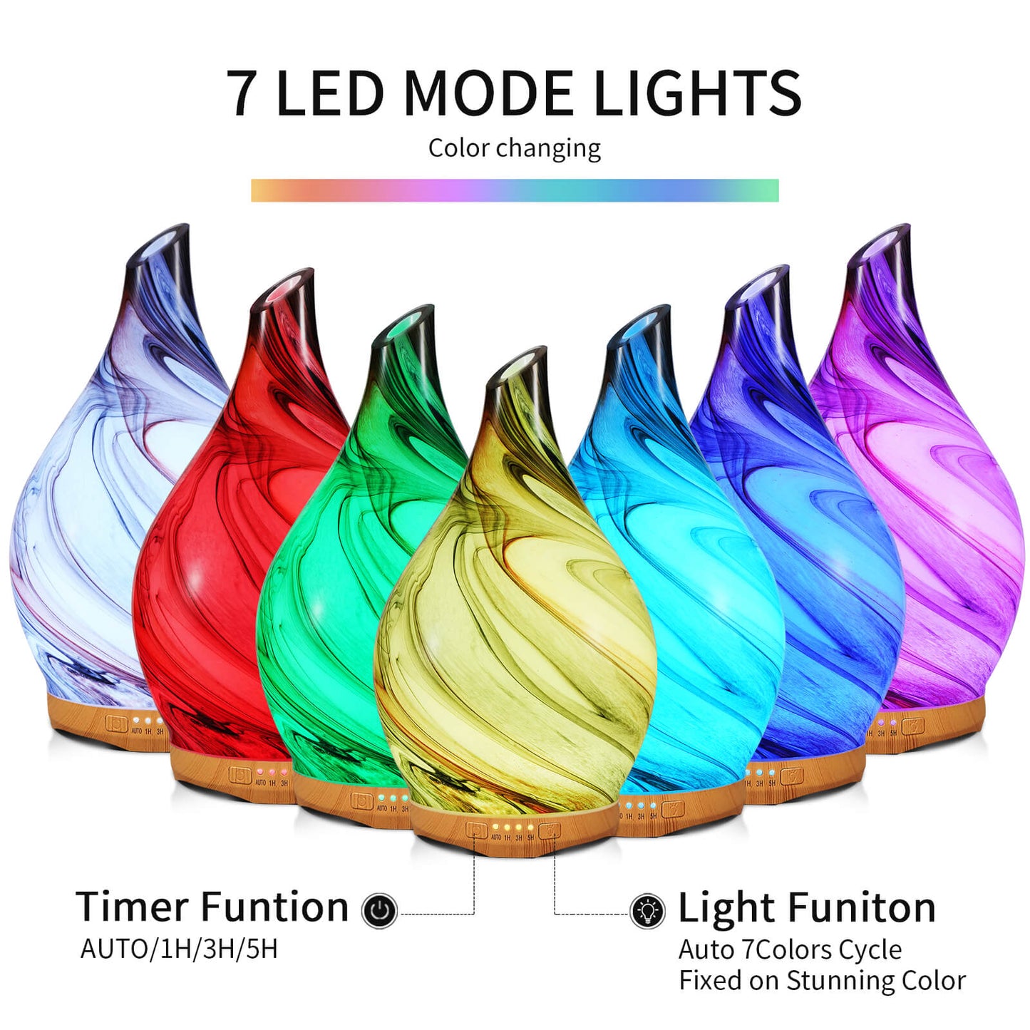 Porseme 280ml Glass Essential Oil Diffuser Aromatherapy Ultrasonic Cool Mist Humidifier 7 Running Hours Waterless Auto-Off Air Diffusers for Sleeping, Yoga, Office Working, Spa and Rest (Deep Desert)