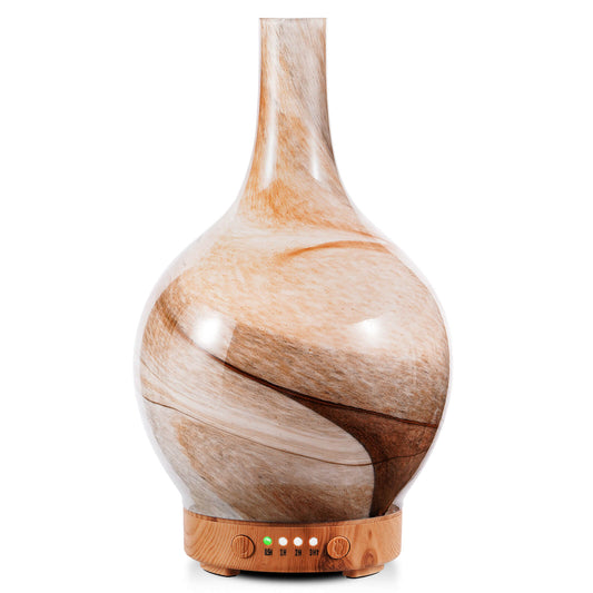 Porseme 100ml Glass Essential Oil Diffuser Aromatherapy Ultrasonic Cool Mist Humidifier 4 Running Hours Waterless Auto-Off Air Diffusers for Sleeping,Yoga,Office Working Spa and Rest (Desert)