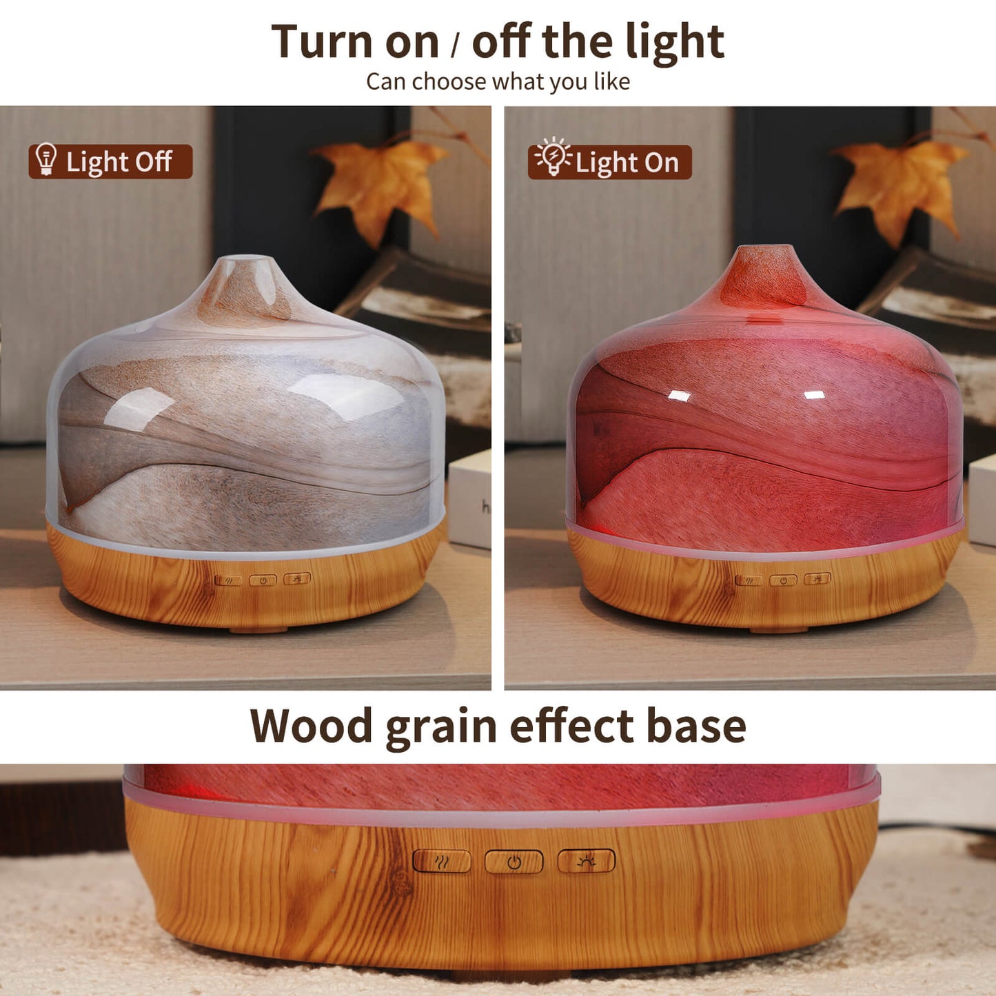Porseme 500ml Glass Essential Oil Diffuser Aromatherapy Ultrasonic Cool Mist Humidifier 15-21 Running Hours Waterless Auto-Off Air Diffusers for Sleeping,Yoga,Office Working,Spa and Rest (Desert)