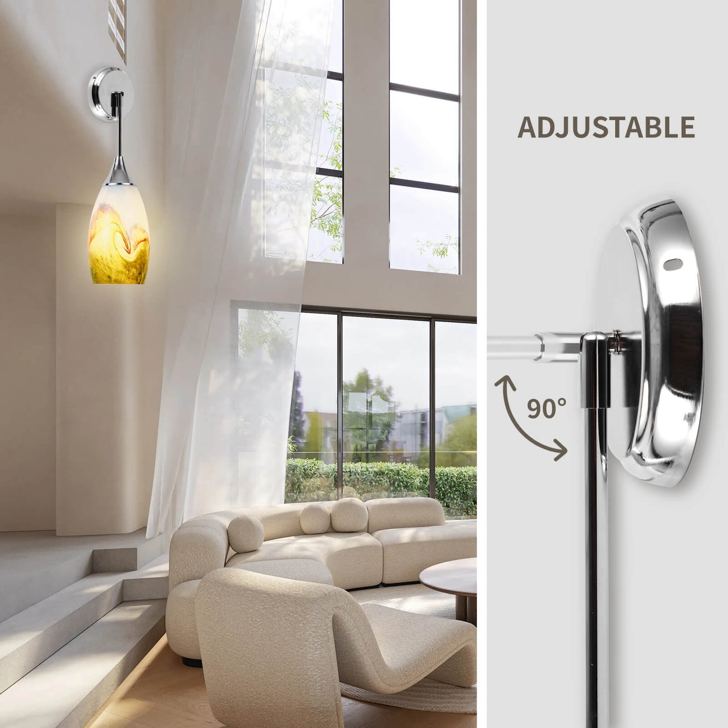 Porseme Pendant Light Features Kitchen Island Hanging Lamp with Plug-in Adjustable Rod Handcraft Art Glass Shade E26 Socket for Home Kitchen Sink Make-up Table Counter