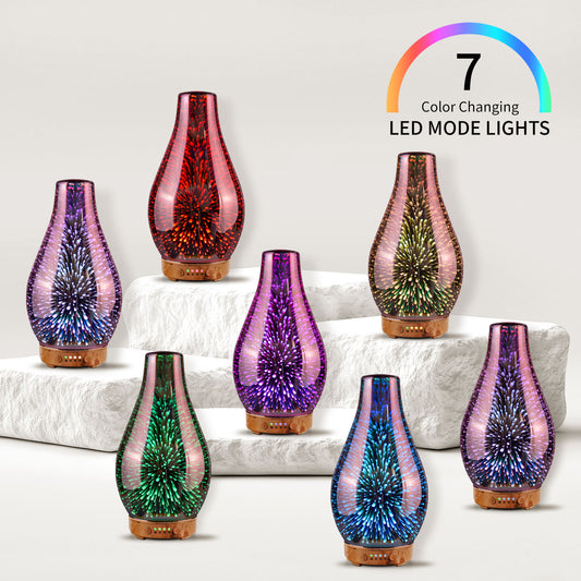 Porseme Rose Gold Essential Oil Diffuser,Aromatherapy Ultrasonic Cool Mist Humidifier, 3D Firework Effect,Waterless Auto-Off,Timer Setting,Elegant Aroma diffuser for home bedroom,study,office,yoga,spa