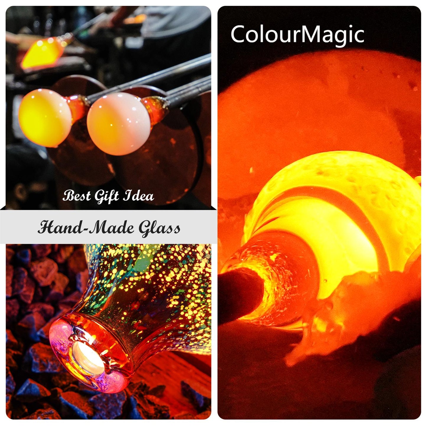 ColourMagic280ml Essential Oil Diffuser 3D Glass Aromatherapy Ultrasonic Humidifier - Auto Shut-Off, Timer Setting, BPA Free for Home Hotel Yoga Leisure SPA Gift