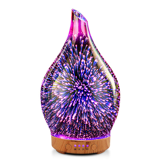 Essential Oil Diffuser 3D Firework Glass Aromatherapy Ultrasonic Humidifier Rose Gold, Auto Shut-Off,Timer Setting, BPA Free, Aroma Decoration for Home,Office,Gym,Spa,Premium Gift 100ML