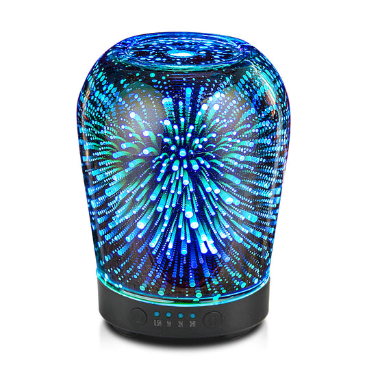 Porseme Essential Oil Diffuser, Aromatherapy Ultrasonic Cool Mist Humidifier, 3D Effect Glass, Auto Shut-Off, Timer Setting,100ml Aroma Decoration for Home, Office, Gym, Spa, Premium Gift