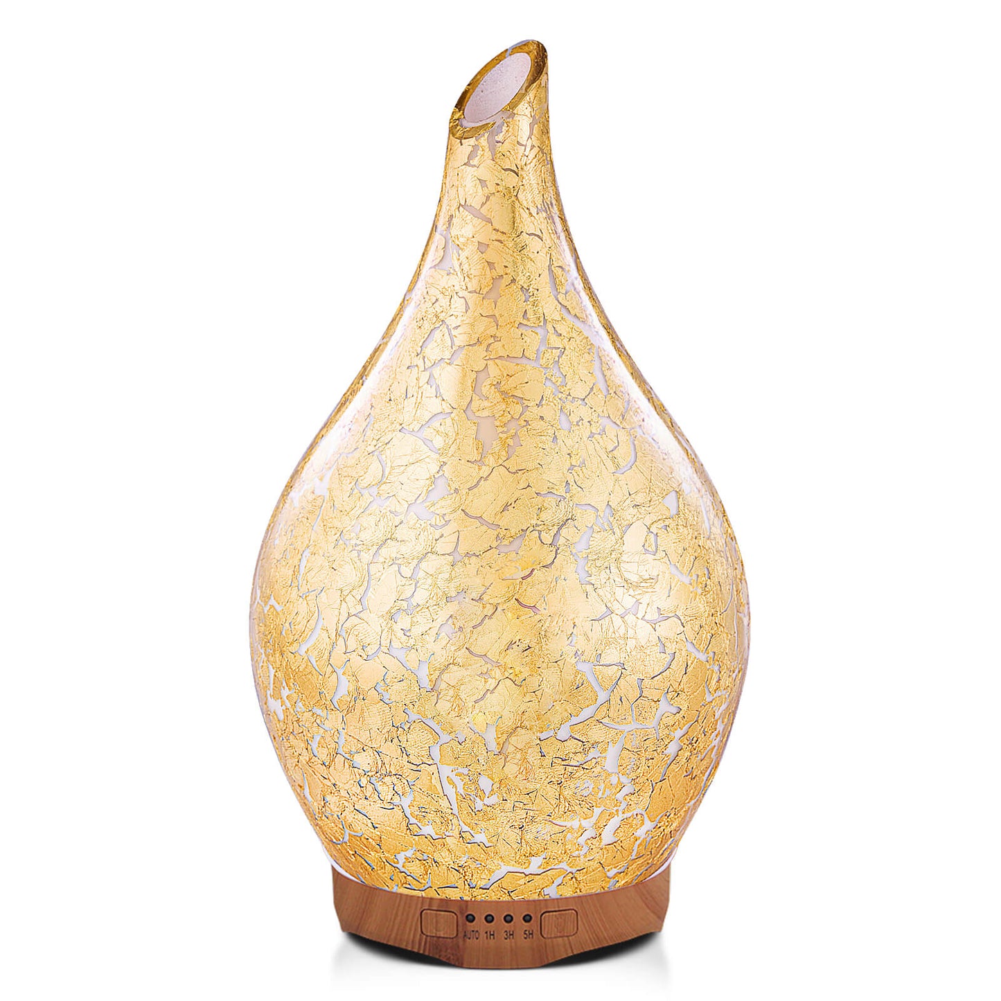 280ml Gold Plated Essential Oil Diffuser Glass Aromatherapy Ultrasonic Humidifier - Auto Shut-Off,Timer Setting, BPA Free for Home Hotel Yoga Leisure SPA Gift