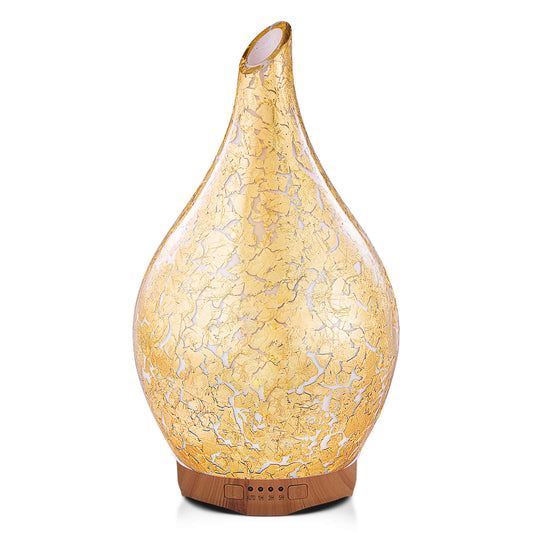 280ml Gold Plated Essential Oil Diffuser Glass Aromatherapy Ultrasonic Humidifier - Auto Shut-Off,Timer Setting, BPA Free for Home Hotel Yoga Leisure SPA Gift