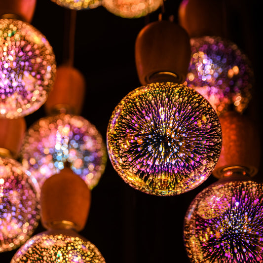 Porseme 3D Fireworks Decorative Light Bulb, E26 Base, 4W, AC100-240V, Glass Bulbs with Soft Warm Light, Shiny Decor for Home, Bedroom, Party (Included 1 G125 Bulb)