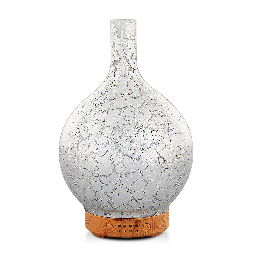 Porseme Silver Plated Essential Oil Diffuser Glass Aromatherapy Ultrasonic Humidifier Cool Mist, Auto Shut-Off,Timer Setting, BPA Free for Home Hotel Yoga Leisure SPA Office Premium Gift 100ml
