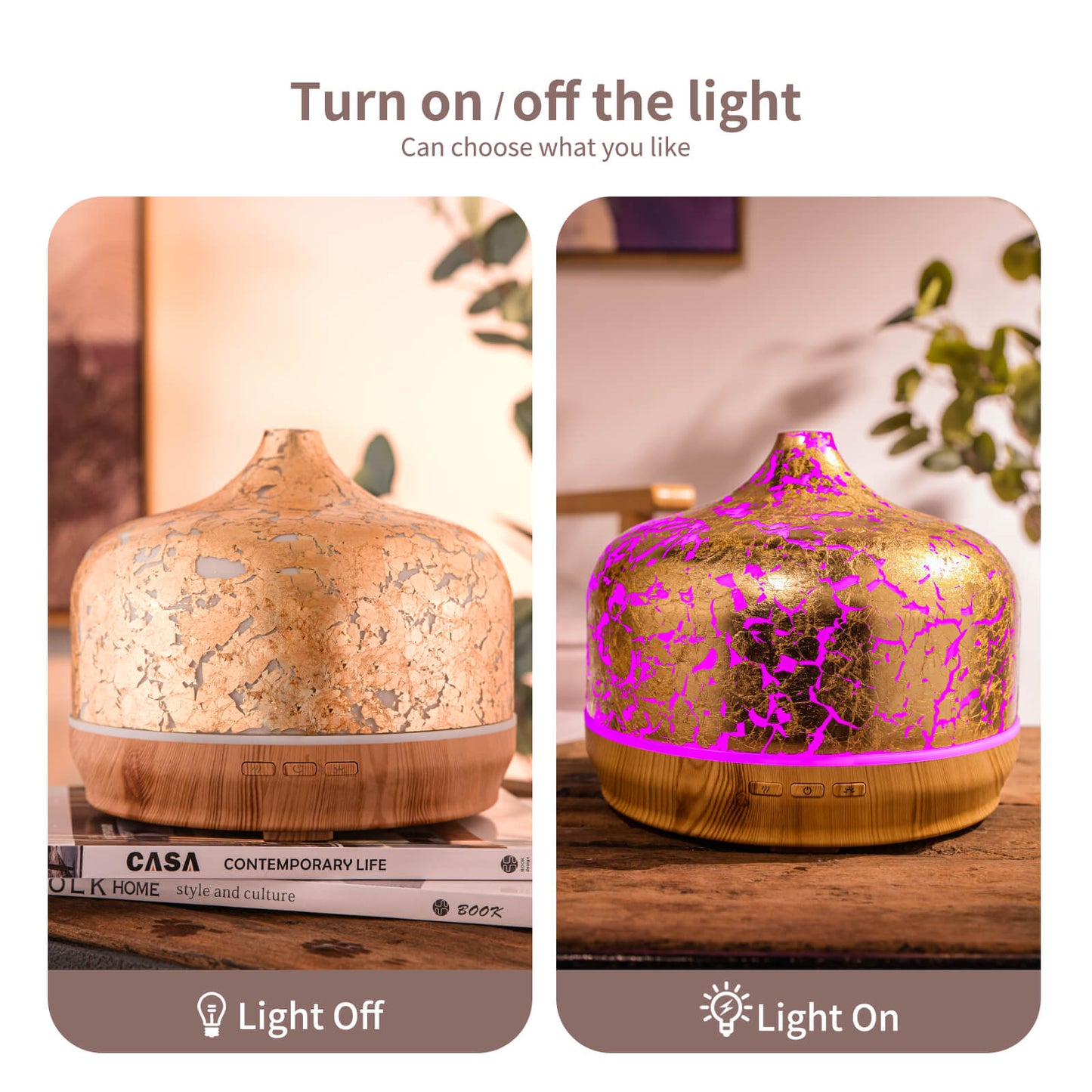 500ml Essential Oil Diffuser Gold Plated Glass Aromatherapy Ultrasonic Humidifier -Auto Shut-Off,Timer Setting, BPA Free for Home Hotel Yoga SPA Gift