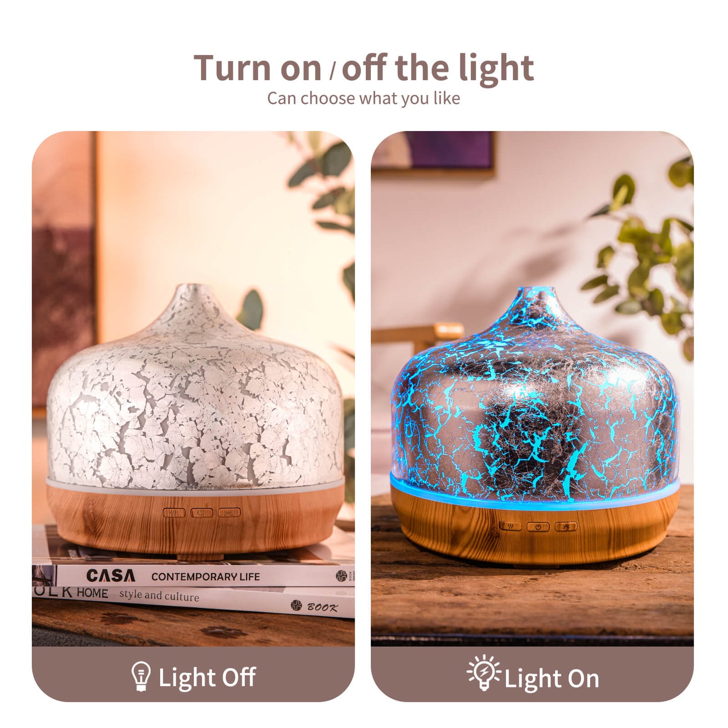 500ml Essential Oil Diffuser Silver Plated Glass Aromatherapy Ultrasonic Humidifier- Auto Shut-Off,Timer Setting, BPA Free for Home Hotel Yoga SPA Gift