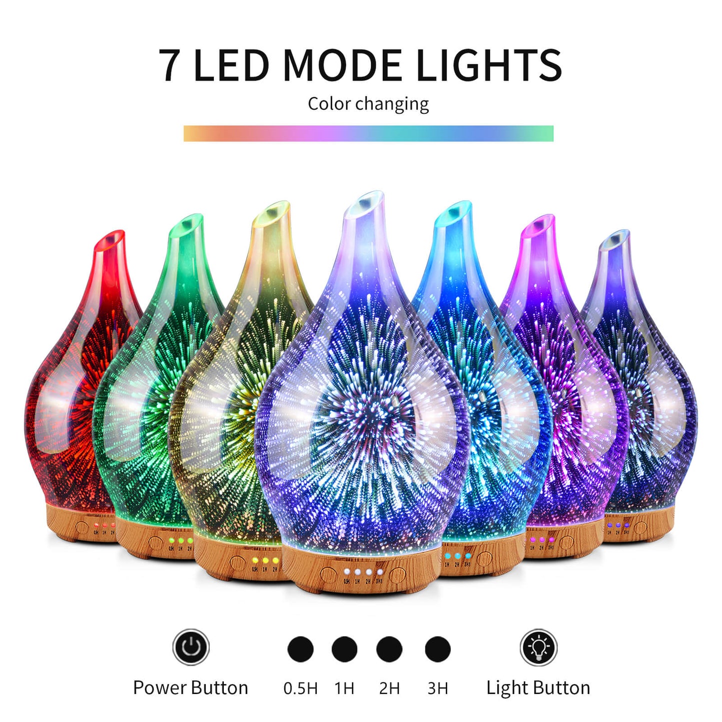 Porseme Essential Oil Diffuser 3D Glass Aromatherapy Ultrasonic Humidifier, Air Refresh Auto Shut-Off, Timer Setting, BPA Free for Home Hotel Yoga Leisure SPA Gift 100ml Last 4H