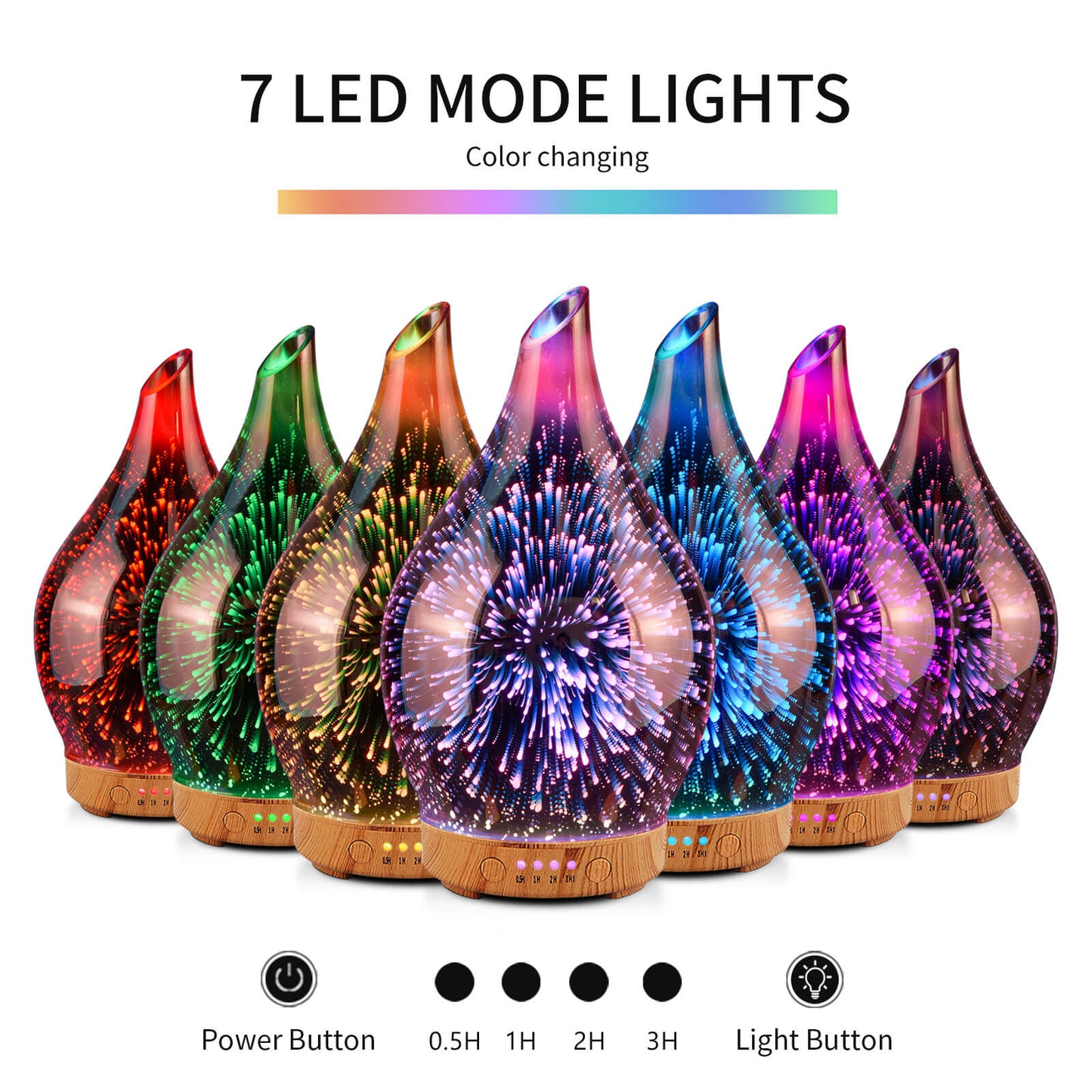 Essential Oil Diffuser 3D Firework Glass Aromatherapy Ultrasonic Humidifier Rose Gold, Auto Shut-Off,Timer Setting, BPA Free, Aroma Decoration for Home,Office,Gym,Spa,Premium Gift 100ML