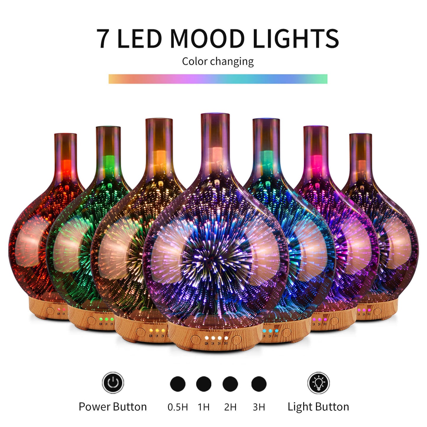 Rose Gold Essential Oil Diffuser 3D Glass Aromatherapy Ultrasonic Humidifier,Waterless Auto-Off,Timer Setting, BPA Free,Air Refresh for Home Hotel Yoga Leisure SPA Gift 100ml