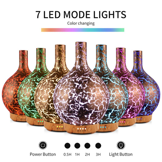 Porseme Gold Plated Essential Oil Diffuser Glass Aromatherapy Ultrasonic Humidifier, Auto Shut-Off,Timer Setting, BPA Free,Aroma Decoration for Home,Office,Gym,Spa,Premium Gift 100ml