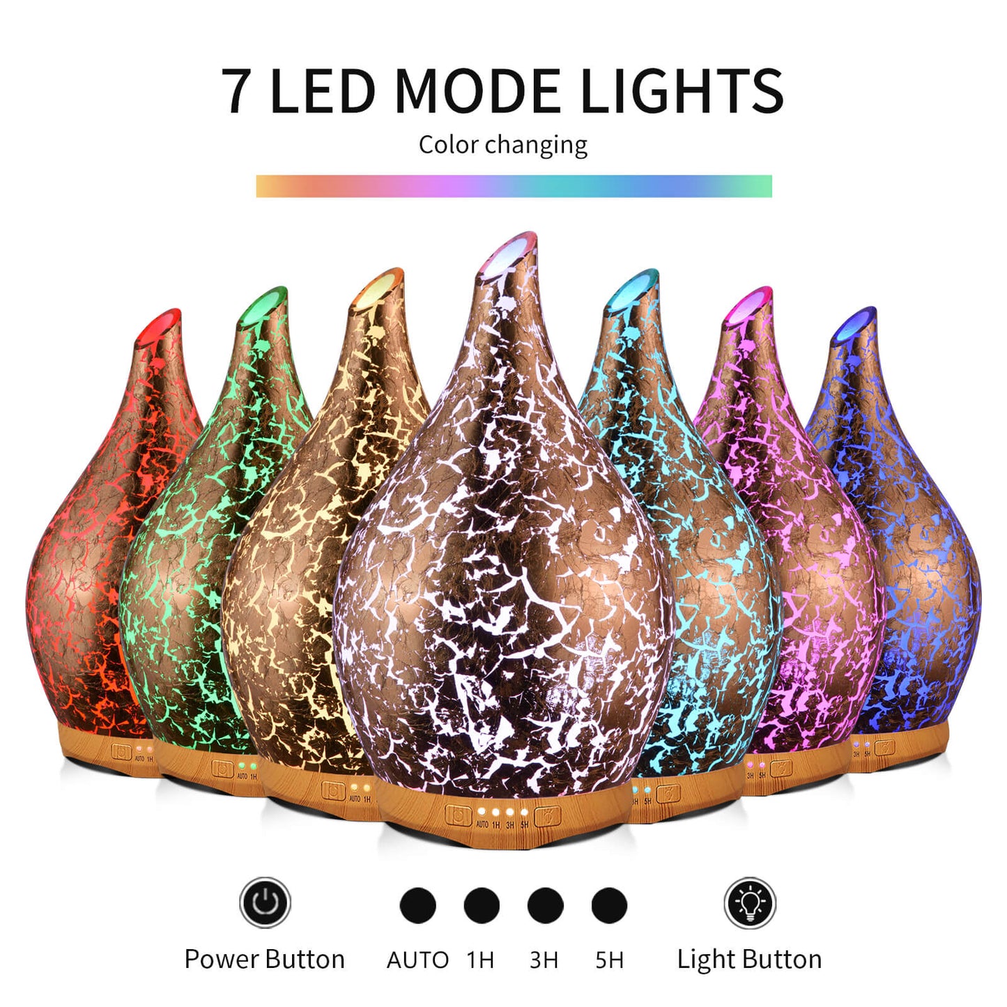 280ml Gold Plated Essential Oil Diffuser Glass Aromatherapy Ultrasonic Humidifier - Auto Shut-Off,Timer Setting, BPA Free for Home Hotel Yoga Leisure SPA Gift