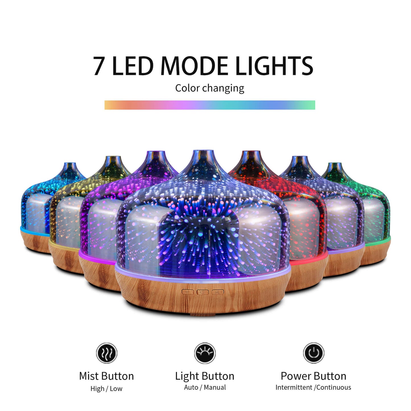 500ml Essential Oil Diffuser 3D Glass Aromatherapy Ultrasonic Humidifier - Auto Shut-Off,Timer Setting, BPA Free for Home Hotel Yoga SPA Gift