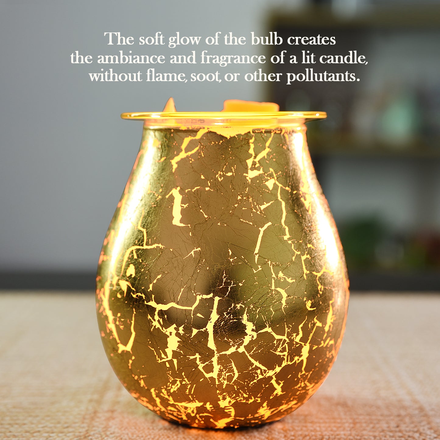 Porseme Electric Wax Warmer Gold Leaf Feature Candle Wax Melter Fragrance Oil Warmer with Dimmer Option Scented Wax Burner for Home Office Bedroom Living Room Gifts & Decor