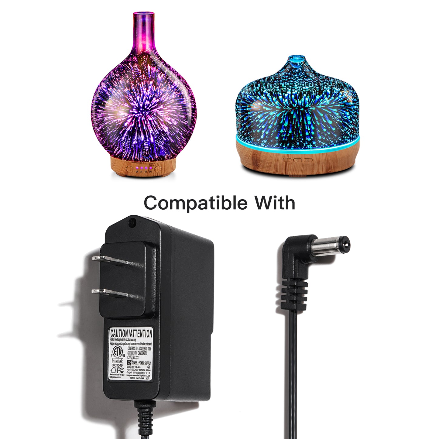 Porseme US 24V Power Cord Supply Replacement Charger Cable For 100ml,280ml,500ml Essential Oil Diffuser And Aroma Diffuser Humidifier