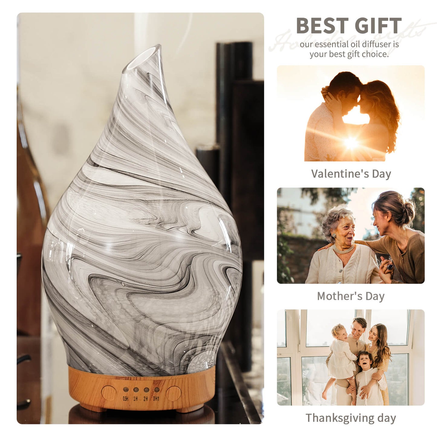 Porseme 100ml Essential Oil Diffuser Glass Color Changing Aroma Air Diffusers Aromatherapy Ultrasonic Cool Mist Humidifier 4 Running Hours Waterless Auto-Off for Sleeping, Yoga, Office, Spa (Ink)