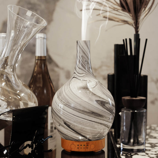 Porseme 100ml Essential Oil Diffuser Glass Color Changing Aroma Air Diffusers Aromatherapy Ultrasonic Cool Mist Humidifier 4 Running Hours Waterless Auto-Off for Sleeping, Yoga, Office, Spa (Ink)