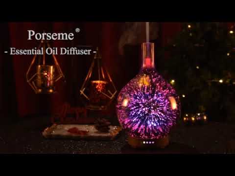 Rose Gold Essential Oil Diffuser 3D Glass Aromatherapy Ultrasonic Humidifier,Waterless Auto-Off,Timer Setting, BPA Free,Air Refresh for Home Hotel Yoga Leisure SPA Gift 100ml