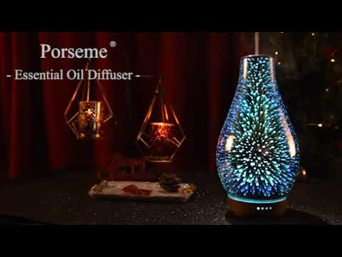 Essential Oil Diffuser 3D Glass Aromatherapy Ultrasonic Humidifier Cool Mist, Auto Shut-Off,Timer Setting, BPA Free for Home Office Hotel Yoga Gym Leisure SPA Gift 100ml