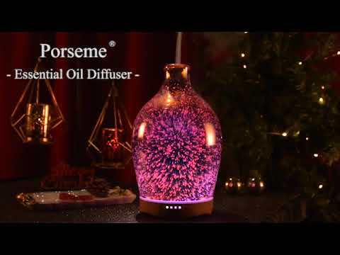 280ml Essential Oil Diffuser 3D Glass Aromatherapy Ultrasonic Humidifier - Auto Shut-Off,Timer Setting, BPA Free for Home Hotel Yoga Leisure SPA Gift