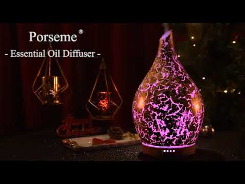 280ml Gold Plated Essential Oil Diffuser Glass Aromatherapy Ultrasonic Humidifier - Auto Shut-Off,Timer Setting, BPA Free for Home Hotel Yoga Leisure SPA Gift