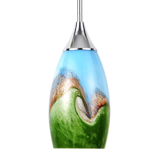 Porseme Pendant Light Features Kitchen Island Hanging Lamp with Plug-in Adjustable Rod Handcraft Art Glass Shade E26 Socket for Home Kitchen Sink Make-up Table Counter