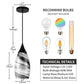Porseme Pendant Light Features Kitchen Island Hanging Lamp with Plug-in Adjustable Black Cord Handcraft Art Glass Shade E26 Socket for Home Kitchen Sink Counter Make-up Table (Ink)