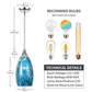 Porseme Pendant Light Features Kitchen Island Hanging Lamp with Plug-in Adjustable Rod Handcraft Art Glass Shade E26 Socket for Home Kitchen Sink Counter Make-up Table (Blue)