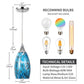 Porseme Pendant Light Features Kitchen Island Hanging Lamp with Plug-in Adjustable Cord Handcraft Art Glass Shade E26 Socket for Home Kitchen Sink Counter Make-up Table (Blue)