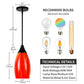 Porseme Pendant Light Features Kitchen Island Hanging Lamp with Plug-in Adjustable Black Cord Handcraft Art Glass Shade E26 Socket for Home Kitchen Sink Counter Make-up Table (Red)