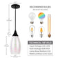 Porseme Pendant Light Features Kitchen Island Hanging Lamp with Plug-in Adjustable Black Cord Handcraft Art Glass Shade E26 Socket for Home Kitchen Sink Counter Make-up Table (White)