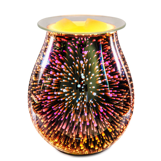 Porseme Electric Wax Warmer 3D Glass Firework Effect Candle Wax Melter Fragrance Oil Warmer with Dimmer Option Scented Wax Burner for Home Office Bedroom Living Room Gifts & Decor
