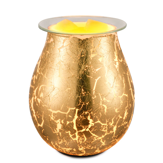 Porseme Electric Wax Warmer Gold Leaf Feature Candle Wax Melter Fragrance Oil Warmer with Dimmer Option Scented Wax Burner for Home Office Bedroom Living Room Gifts & Decor