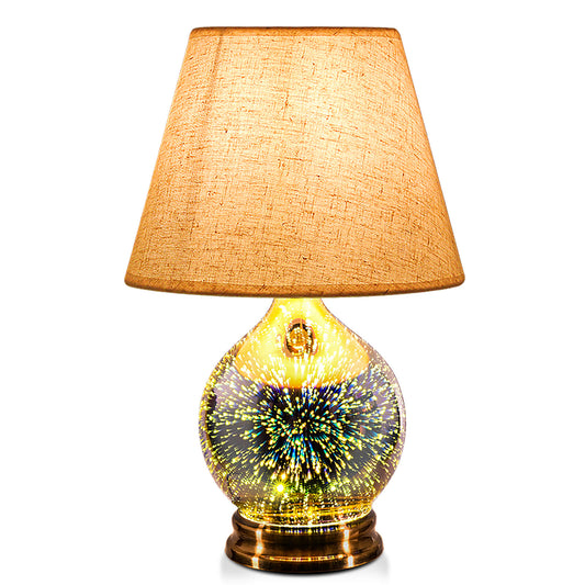Table Lamp,Desk Lamp with Bulb Included - Modern Lamp with Unique Lampshade,Handmade 3D Effect Glass Base - Perfect for Table in Bedroom,Bedside,Living Room,Office (E12 LED Bulb Included)