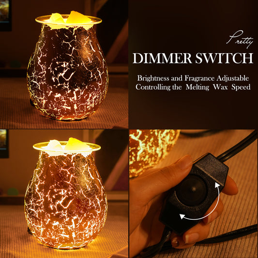 Porseme Electric Wax Warmer Gold Leaf Feature Candle Wax Melter Fragrance Oil Warmer with Dimmer Option Scented Wax Burner for Home Office Bedroom Living Room Gifts & Decor