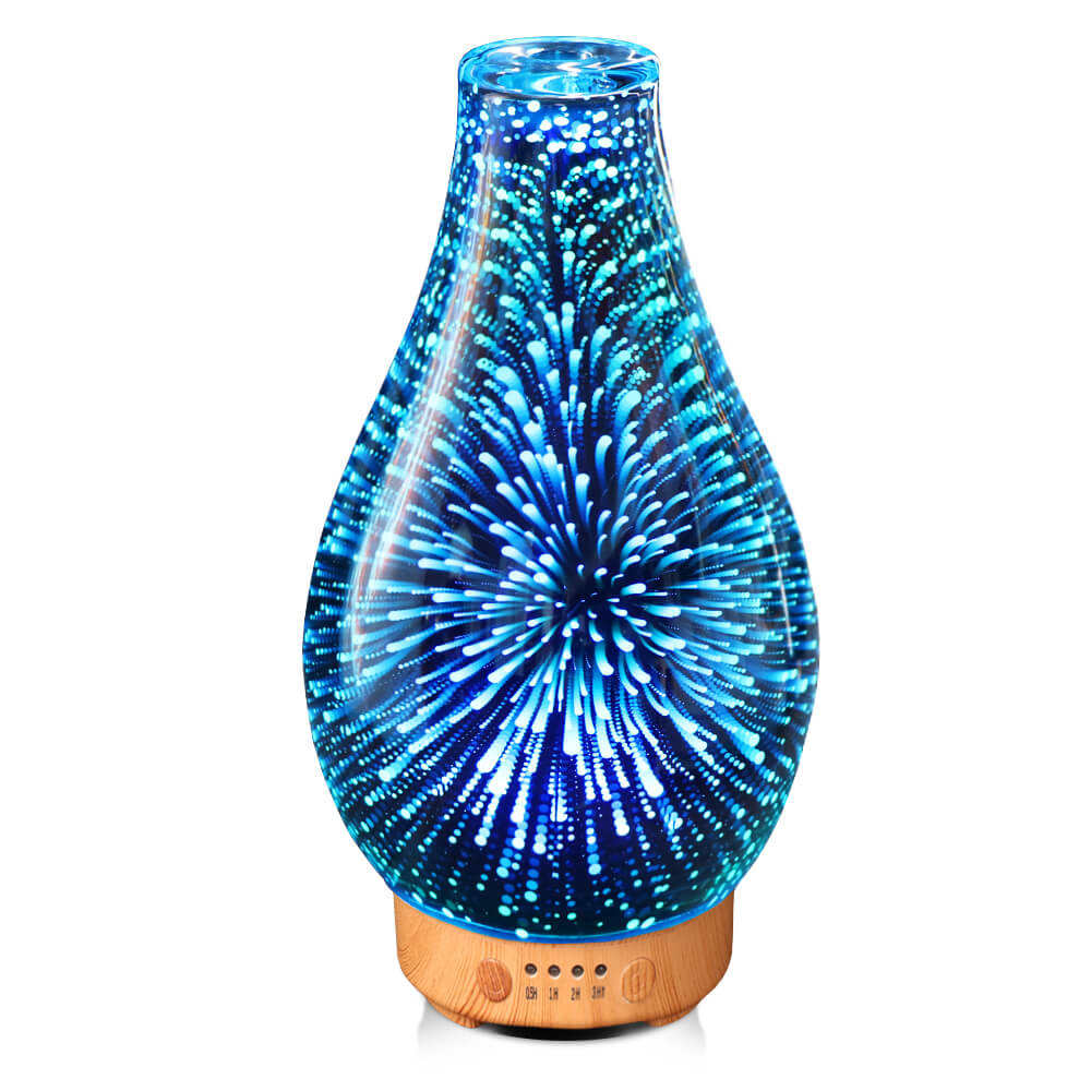 Essential Oil Diffuser 3D Glass Aromatherapy Ultrasonic Humidifier Cool Mist, Auto Shut-Off,Timer Setting, BPA Free for Home Office Hotel Yoga Gym Leisure SPA Gift 100ml