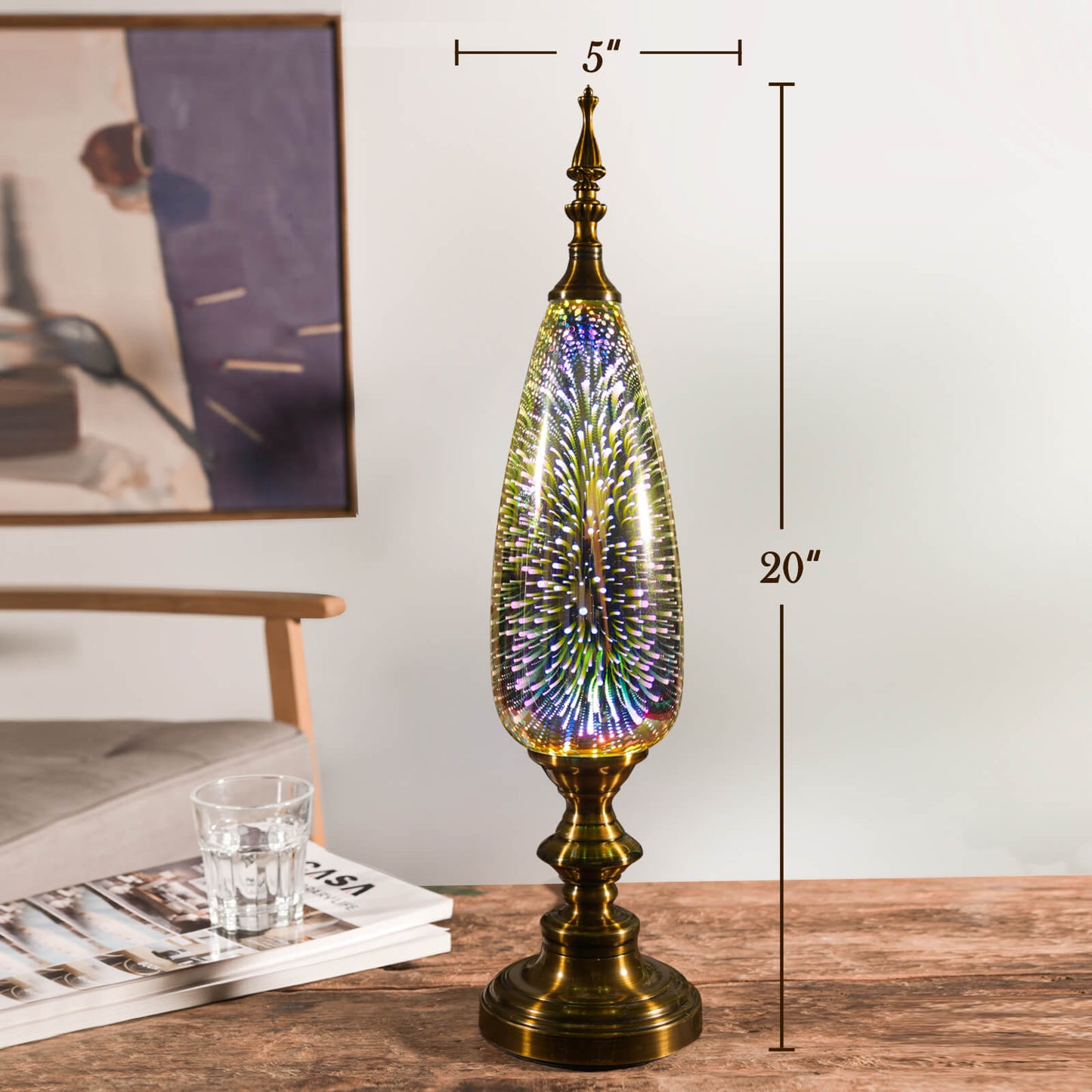 Porseme Table Lamp Decorative Turkish Arabian Desk Lamp with Handmade 3D Effect Glass and Bronze Base for Bedroom, Bedside, Living Room, Office