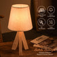 Porseme Table Lamp Wooden Tripod Nightstand Lamp with Linen Shade Desk Lamp for Home (E12 LED Bulb Included)