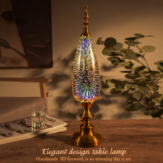 Porseme Table Lamp Decorative Turkish Arabian Desk Lamp with Handmade 3D Effect Glass and Bronze Base for Bedroom, Bedside, Living Room, Office