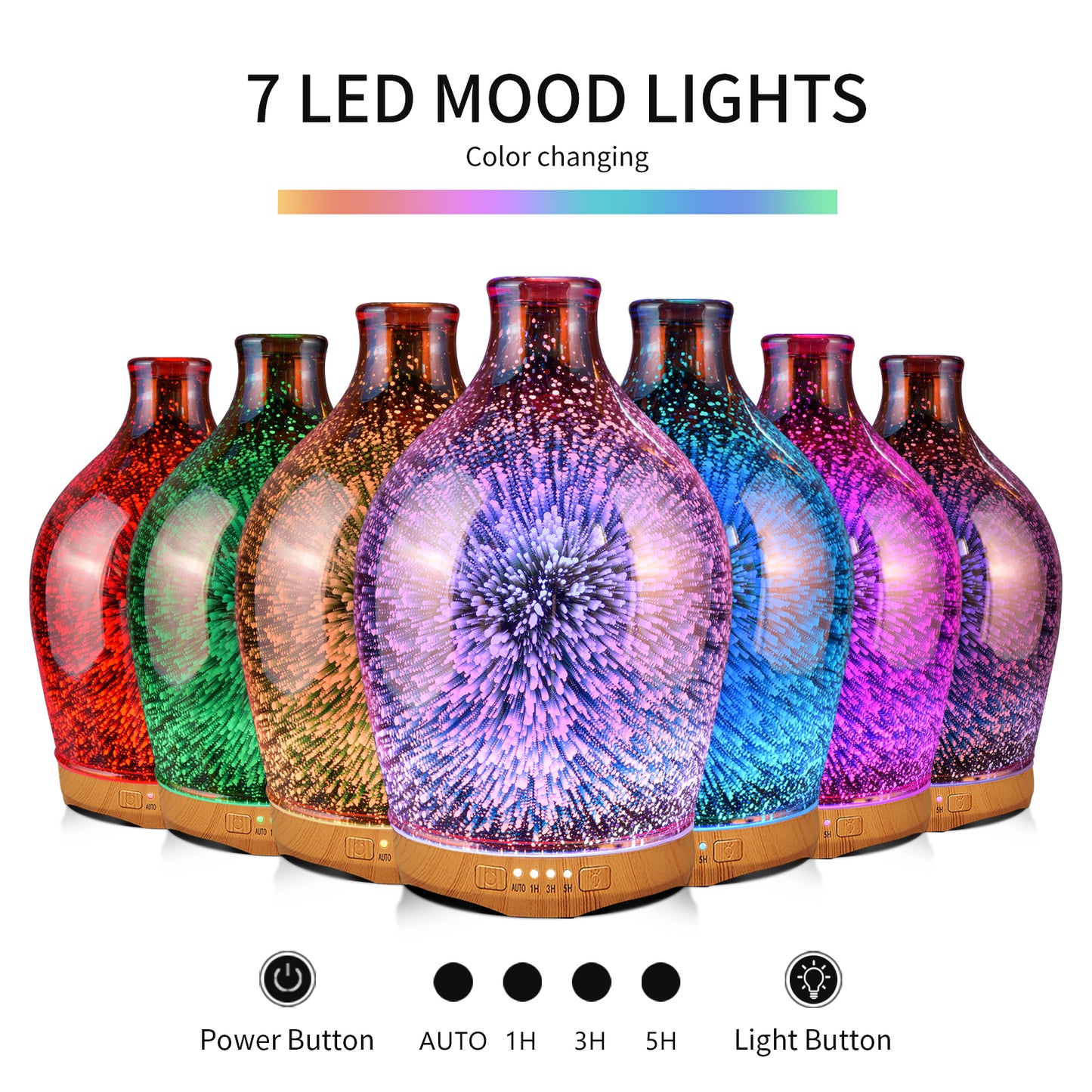 280ml Essential Oil Diffuser 3D Glass Aromatherapy Ultrasonic Humidifier - Auto Shut-Off,Timer Setting, BPA Free for Home Hotel Yoga Leisure SPA Gift