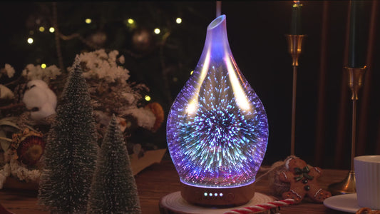 Porseme Essential Oil Diffuser 3D Glass Aromatherapy Ultrasonic Humidifier, Air Refresh Auto Shut-Off, Timer Setting, BPA Free for Home Hotel Yoga Leisure SPA Gift 100ml Last 4H
