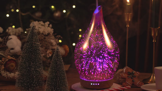 Essential Oil Diffuser 3D Firework Glass Aromatherapy Ultrasonic Humidifier Rose Gold, Auto Shut-Off,Timer Setting, BPA Free, Aroma Decoration for Home,Office,Gym,Spa,Premium Gift 100ML