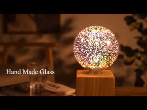 Porseme 3D Fireworks Decorative Light Bulb, E26 Base, 4W, AC100-240V